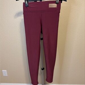 Burgundy Fleece Lined Leggings